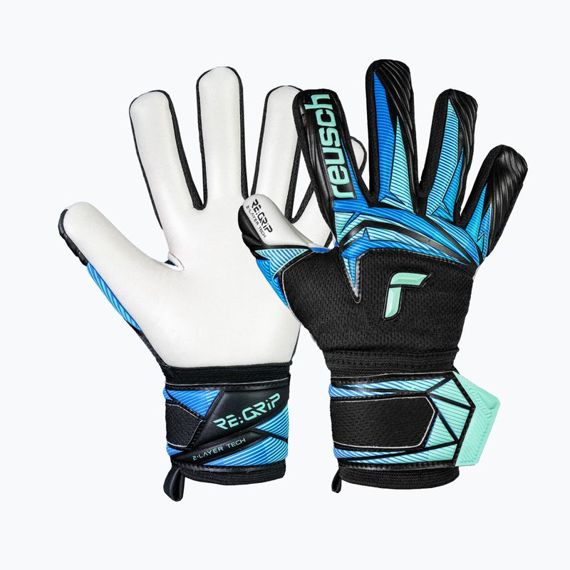 Детски вратарски ръкавици Reusch Attrakt RE:GRIP NC Junior black/ocean light 2
