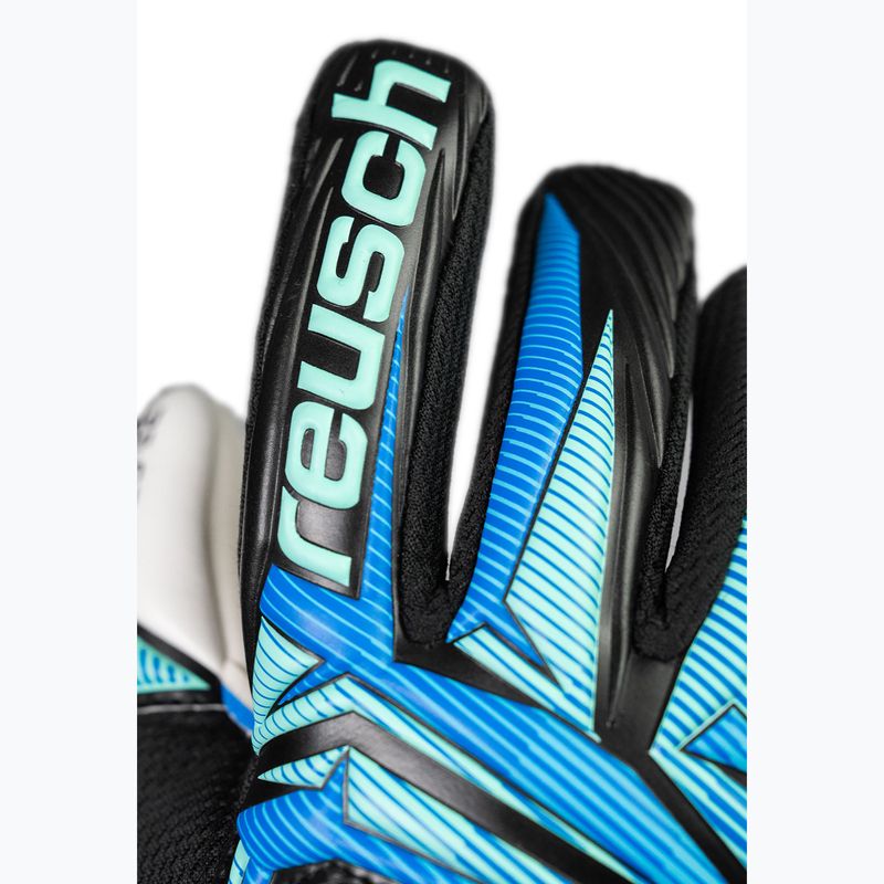 Детски вратарски ръкавици Reusch Attrakt RE:GRIP NC Junior black/ocean light 6