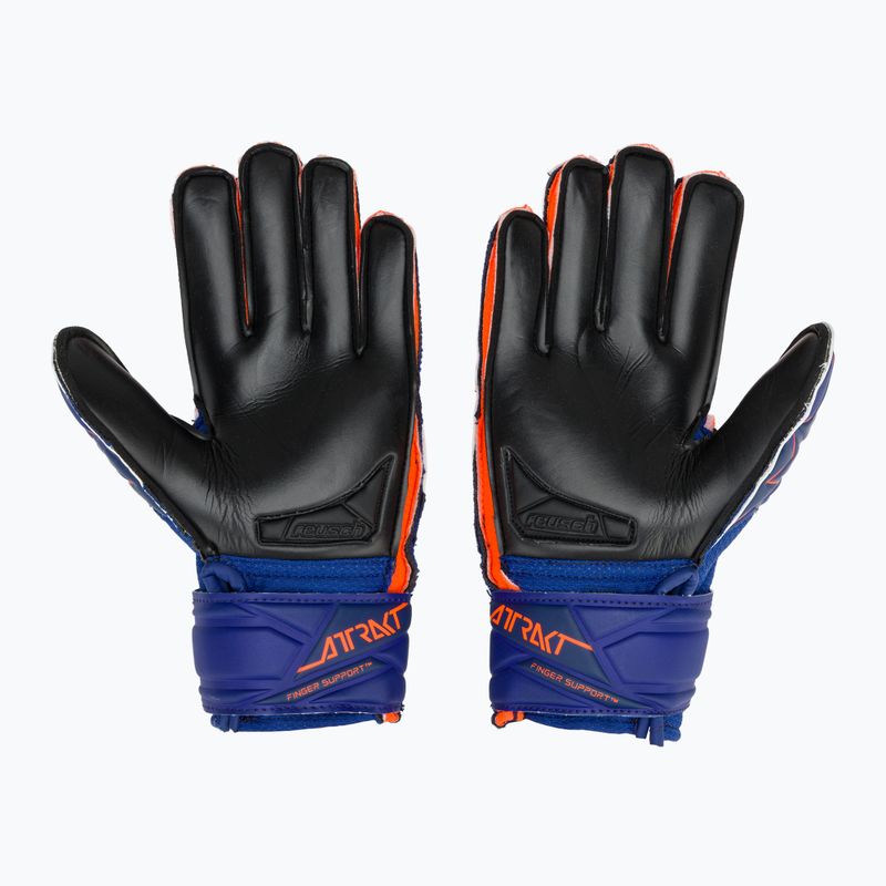 Детски вратарски ръкавици Reusch Attrakt Infinity Finger Support Junior sharp blue/shocking orange/black 3