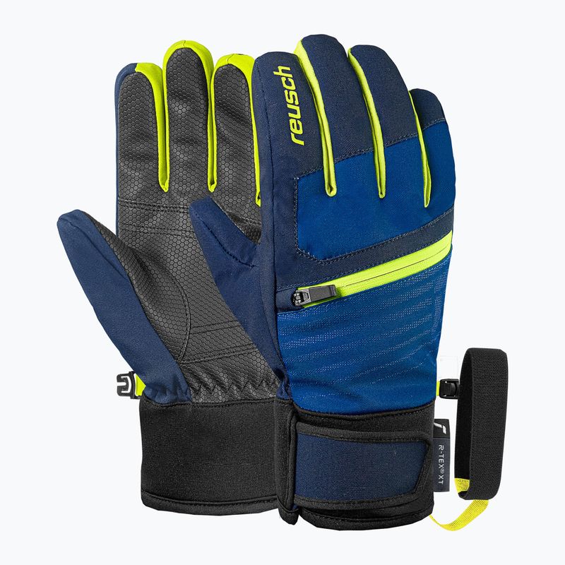 Детски скиорски ръкавици Reusch Leo R-Tex XT black/imperial blue/safety yellow
