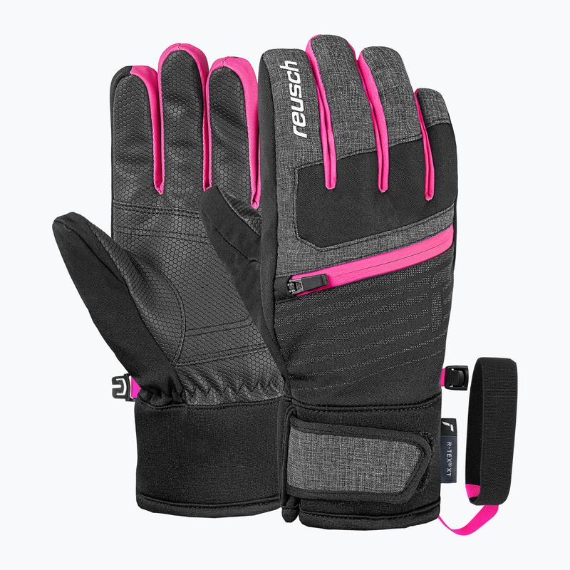 Детски скиорски ръкавици Reusch Leo R-Tex XT black/black melange/pink glo