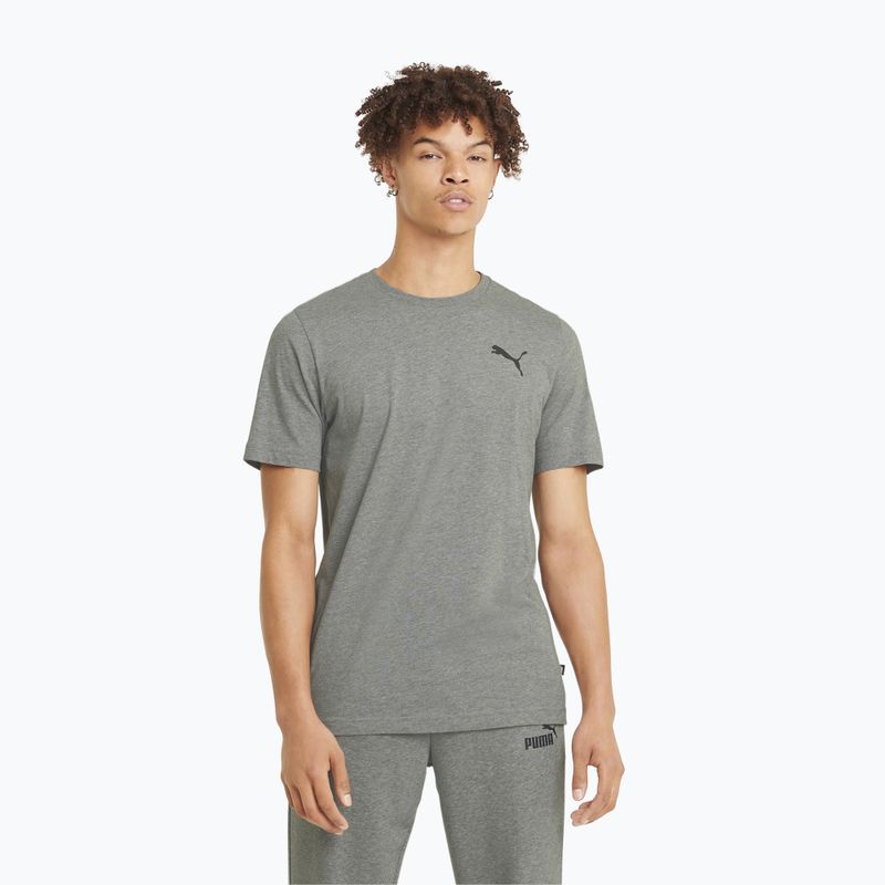 Мъжка тениска с лого PUMA Ess Small Tee средно сиво heather/средно сиво heather/котешка тениска