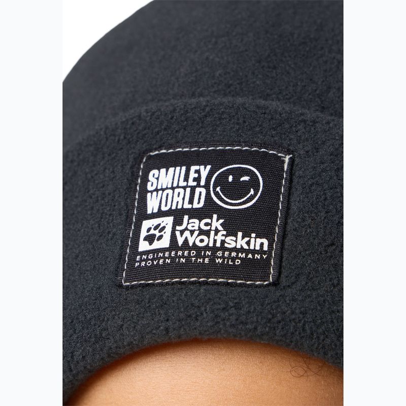 Детска зимна шапка Jack Wolfskin Rib Smileyworld Teen granite black 4