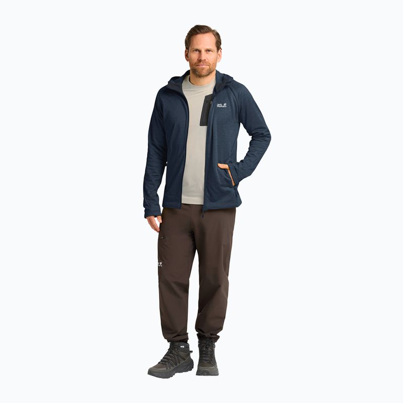 Мъжки суитшърт за трекинг Jack Wolfskin Peak District Hooded Full Zip midnight sky 2