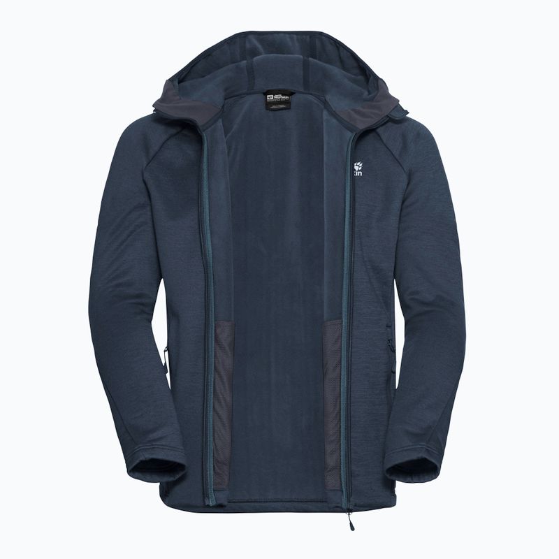 Мъжки суитшърт за трекинг Jack Wolfskin Peak District Hooded Full Zip midnight sky 9