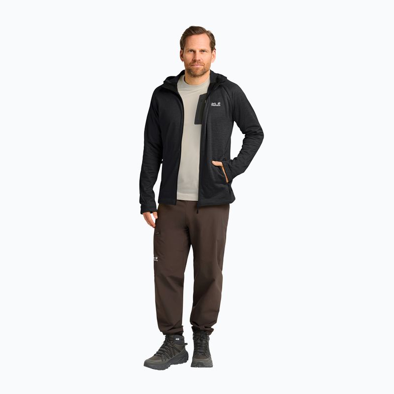 Мъжки суитшърт за трекинг Jack Wolfskin Peak District Hooded Full Zip black 2