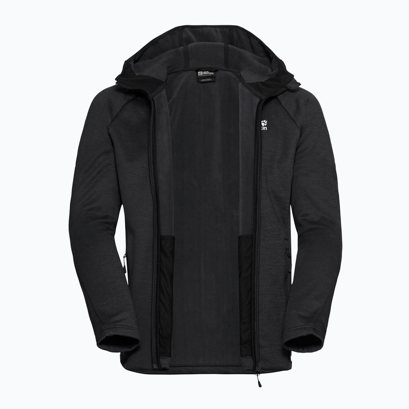 Мъжки суитшърт за трекинг Jack Wolfskin Peak District Hooded Full Zip black 9
