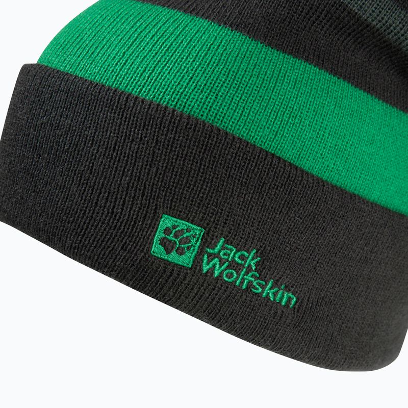 Детска зимна шапка Jack Wolfskin Stripy Knit в цвят шисто зелено/мистично 3