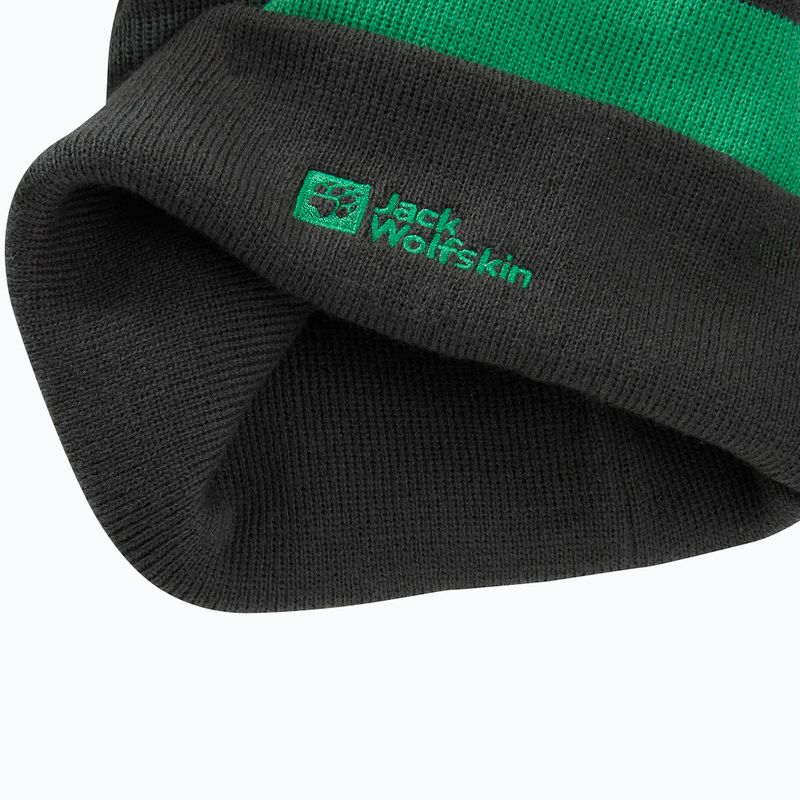 Детска зимна шапка Jack Wolfskin Stripy Knit в цвят шисто зелено/мистично 5