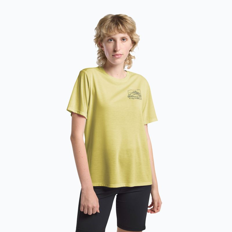 Дамска тениска Jack Wolfskin Vonnan Graphic ridge leaf lemon ice