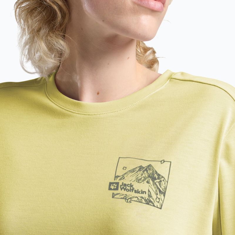 Дамска тениска Jack Wolfskin Vonnan Graphic ridge leaf lemon ice 4