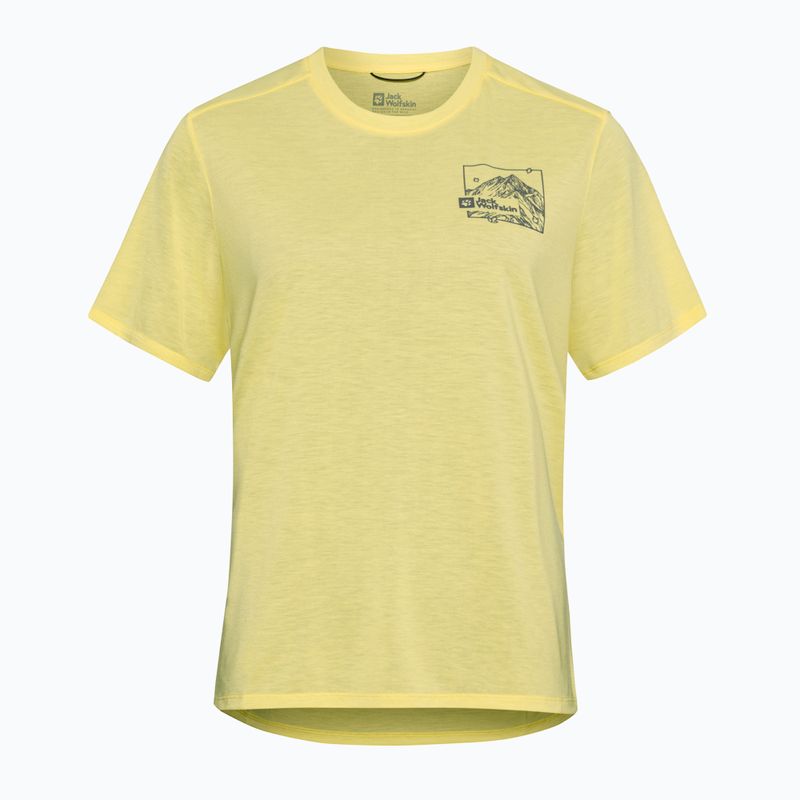 Дамска тениска Jack Wolfskin Vonnan Graphic ridge leaf lemon ice 5
