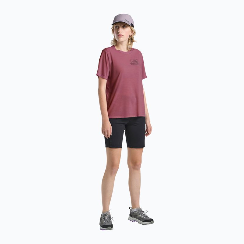 Дамска тениска Jack Wolfskin Vonnan Graphic ridge leaf raisin 2