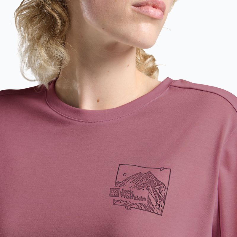 Дамска тениска Jack Wolfskin Vonnan Graphic ridge leaf raisin 4