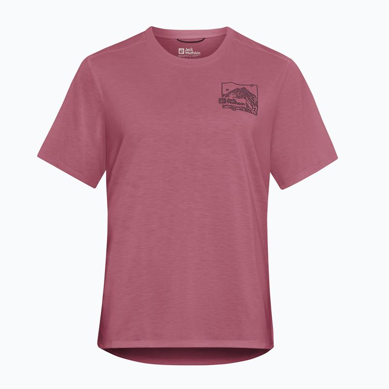 Дамска тениска Jack Wolfskin Vonnan Graphic ridge leaf raisin 5