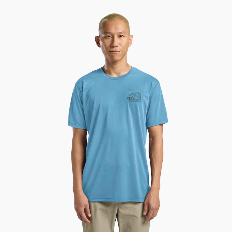Мъжка тениска Jack Wolfskin Vonnan Graphic peak trail sky blue