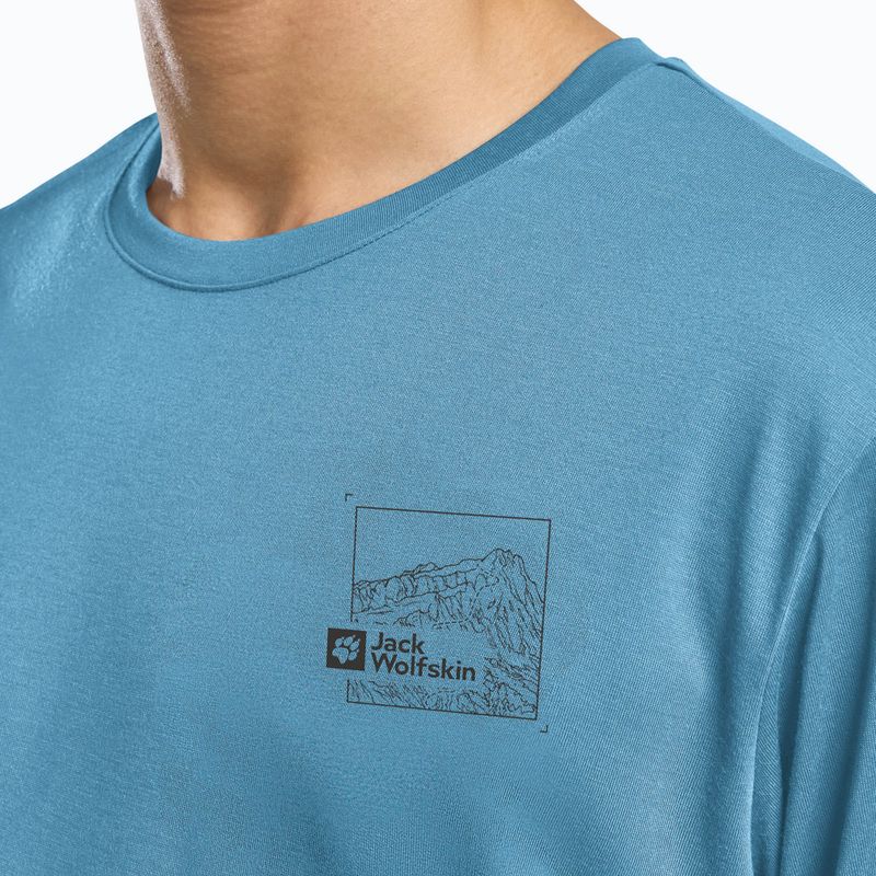 Мъжка тениска Jack Wolfskin Vonnan Graphic peak trail sky blue 5