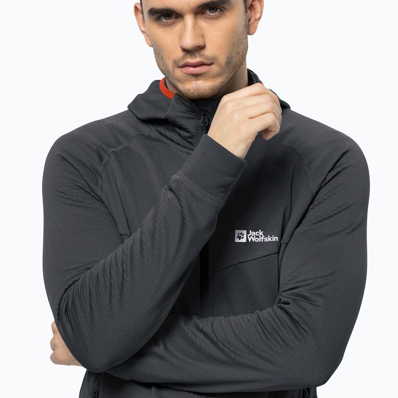 Мъжки суитшърт Jack Wolfskin Hydro Grid Hooded FZ от полар сив 1710002 3