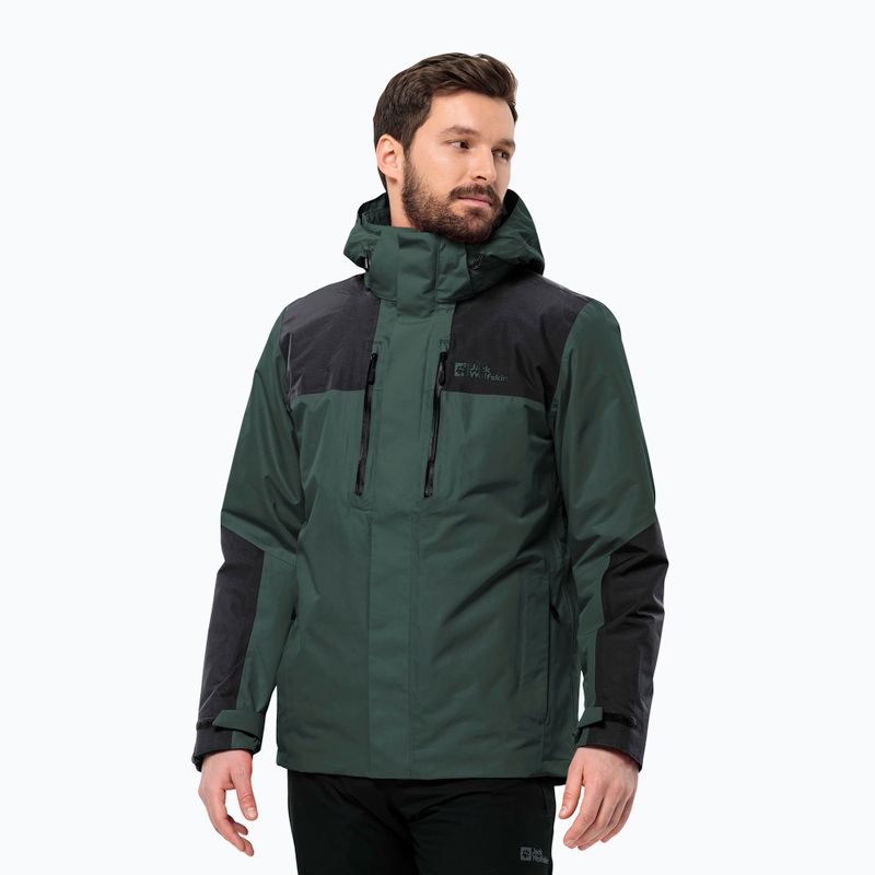 Мъжко дъждобранно яке Jasper 3in1 на Jack Wolfskin, черно маслиново