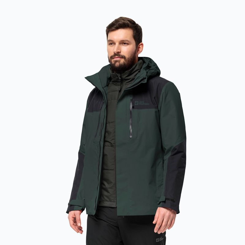 Мъжко дъждобранно яке Jasper 3in1 на Jack Wolfskin, черно маслиново 2