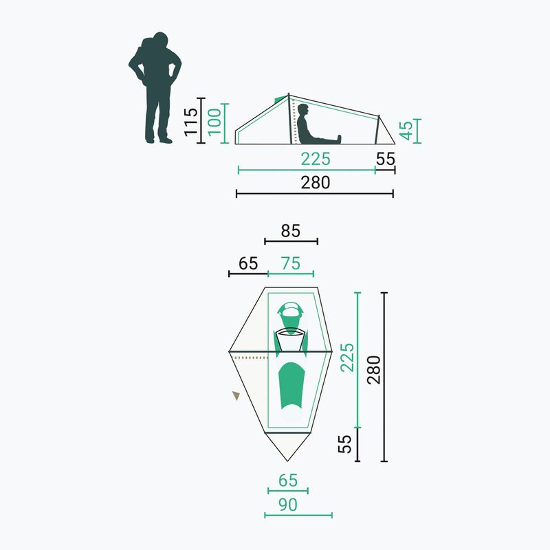 Палатка за трекинг 1-местна Jack Wolfskin North Timer island moss 2