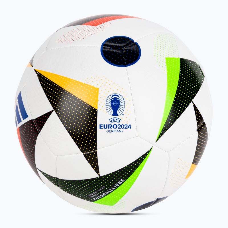 Футболна топка adidas Fussballiebe Trainig Euro 2024 white/black/glow blue размер 4