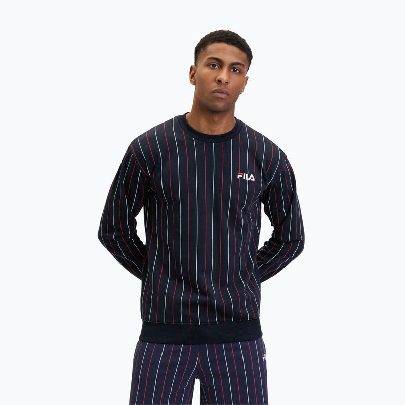 Мъжки потник FILA Lobito Pinstriped Crew черен ирис/двуцветен стипцован потник