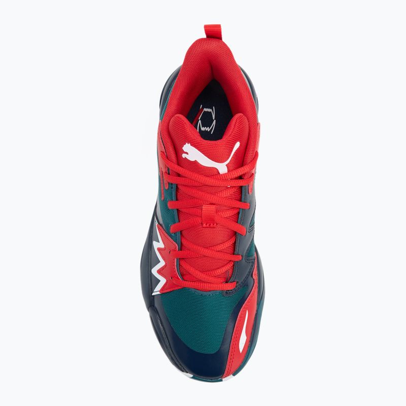 Мъжки баскетболни обувки PUMA Genetics club navy/ cold green/for all time red 5