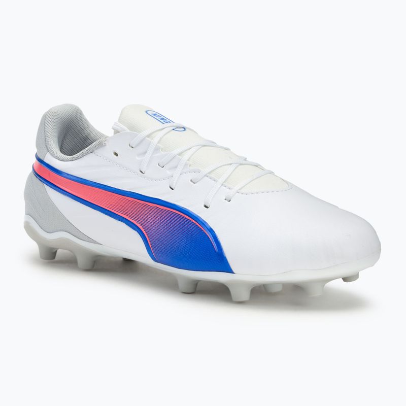 Детски футболни обувки PUMA King Match FG/AG Jr puma white/bluemazing/lat light grey/sunset glow