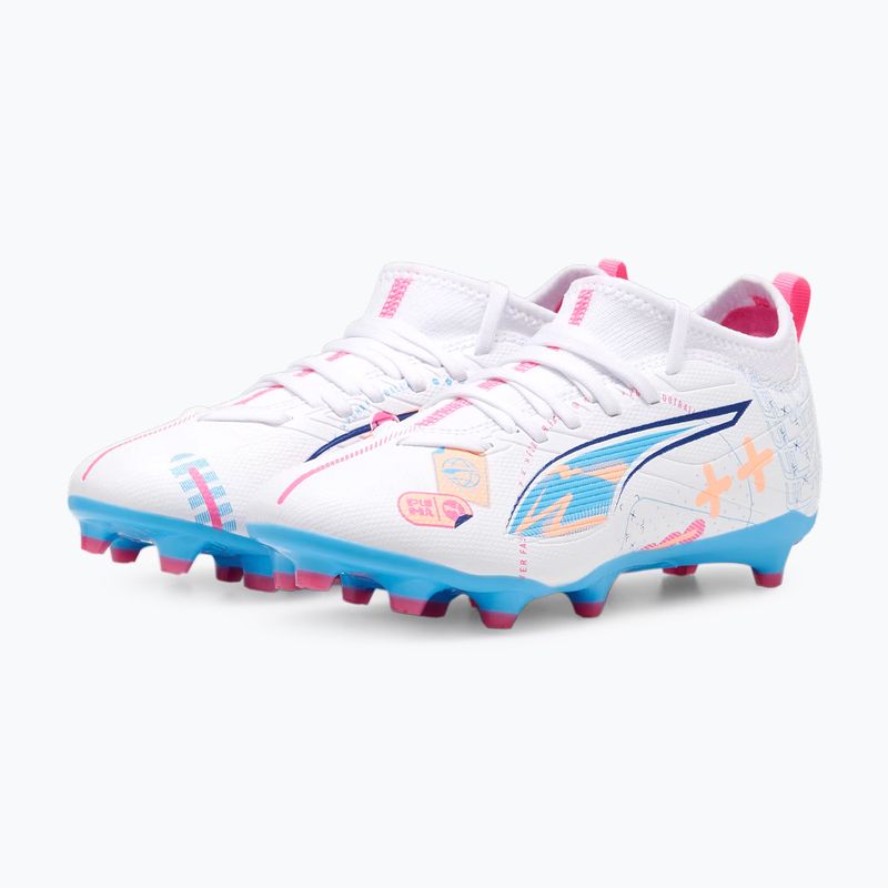 Детски футболни обувки PUMA Ultra 5 Match Vol. Up FG/AG Jr puma white/luminous blue