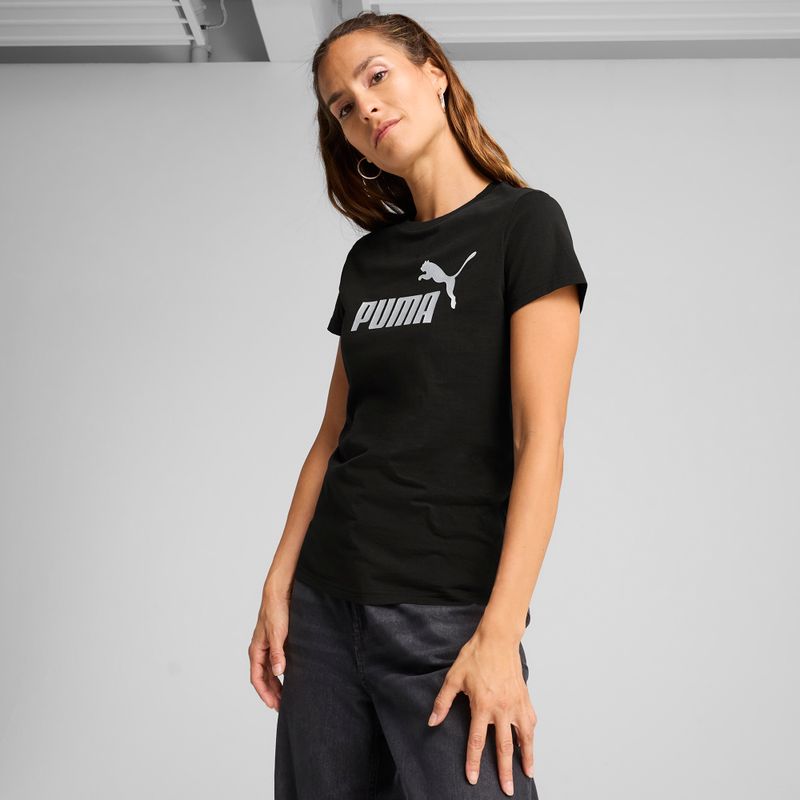 Дамска тениска Puma ESS Metallic No. 1 Logo Tee puma black/metallic silver 3