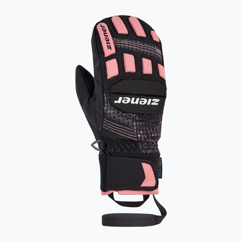 Детски скиорски ръкавици ZIENER Luron Aquashield PR Mitten black/pink vani 8