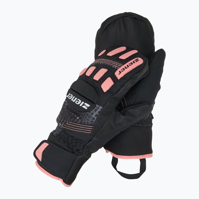 Детски скиорски ръкавици ZIENER Luron Aquashield PR Mitten black/pink vani