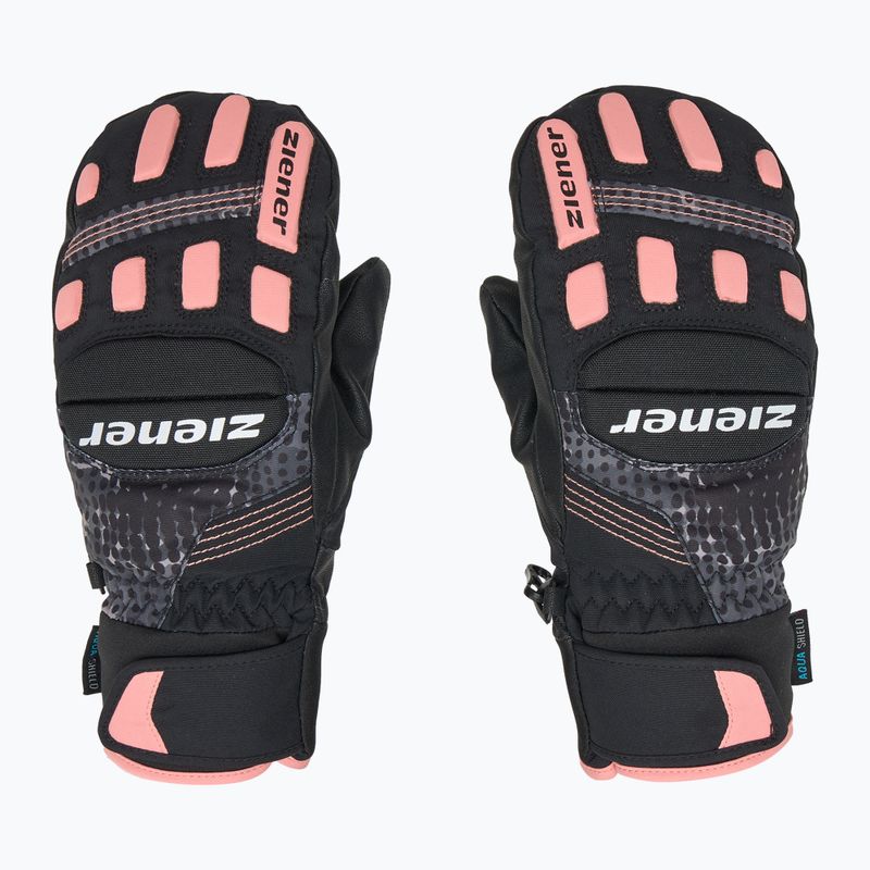 Детски скиорски ръкавици ZIENER Luron Aquashield PR Mitten black/pink vani 3