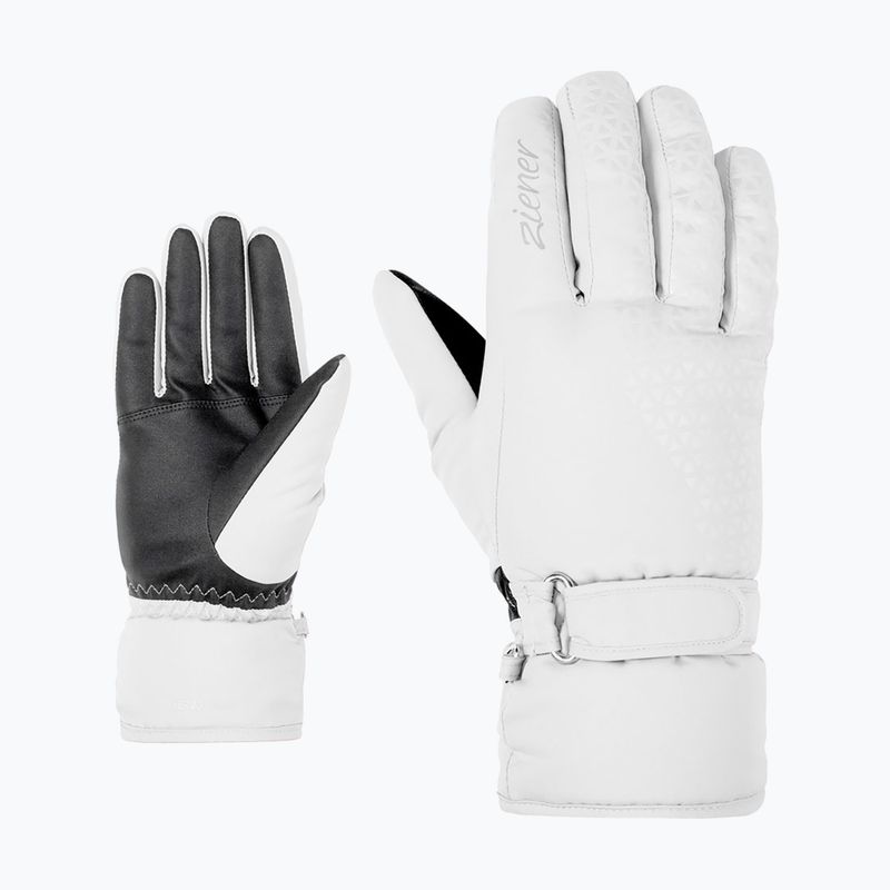 Дамски скиорски ръкавици ZIENER Kisar Aquashield white 2