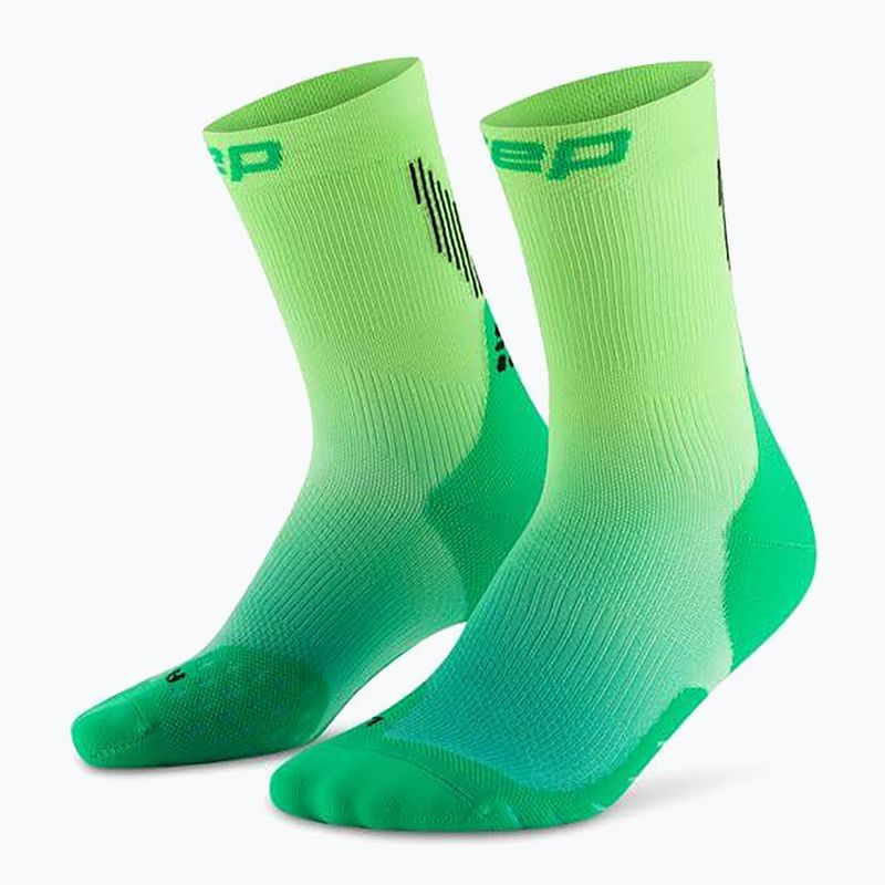 CEP дамски чорапи за компресия Run Edt. Gradient Mid Cut Compression 5.0 green/lime fade