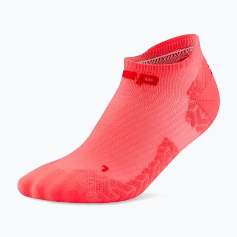 Мъжки компресионни чорапи CEP Ultralight No Show 4.0 neon coral/red 2