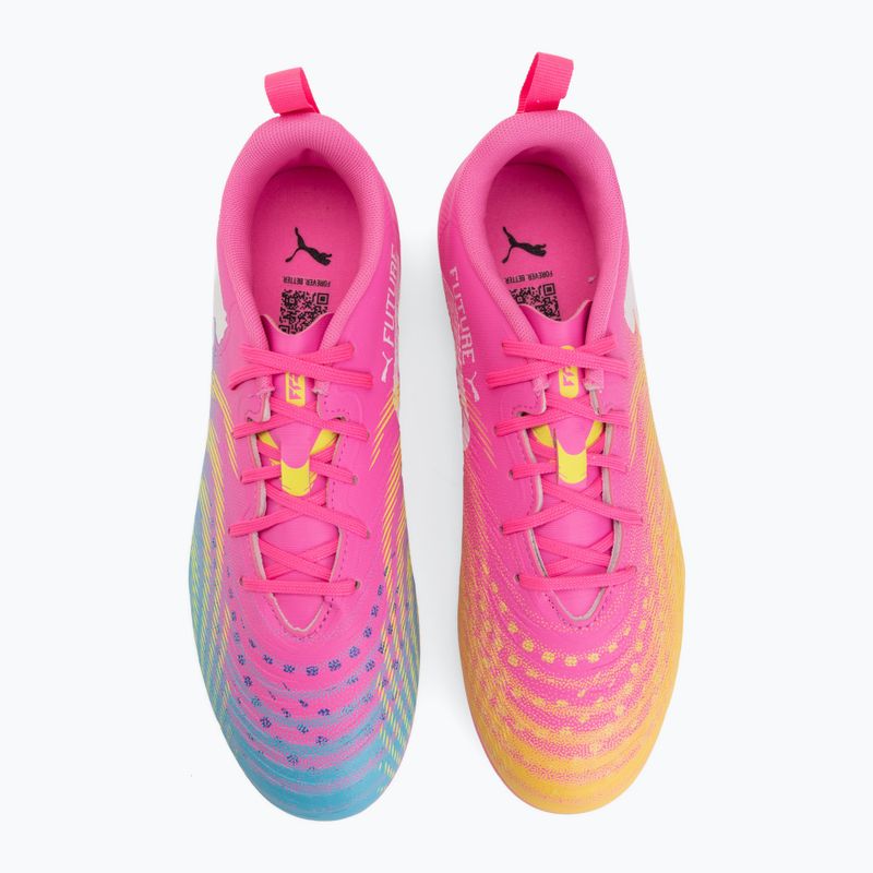 Детски футболни обувки PUMA Future 9 Play FG/AG Jr poison pink/puma wht/sun stream/bright aqua/puma blk 5