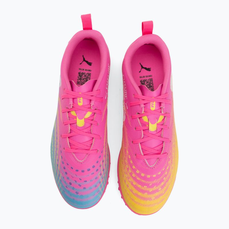 Детски футболни обувки PUMA Future 9 Play TT poison pink/puma wht/sun stream/bright aqua/puma blk 5