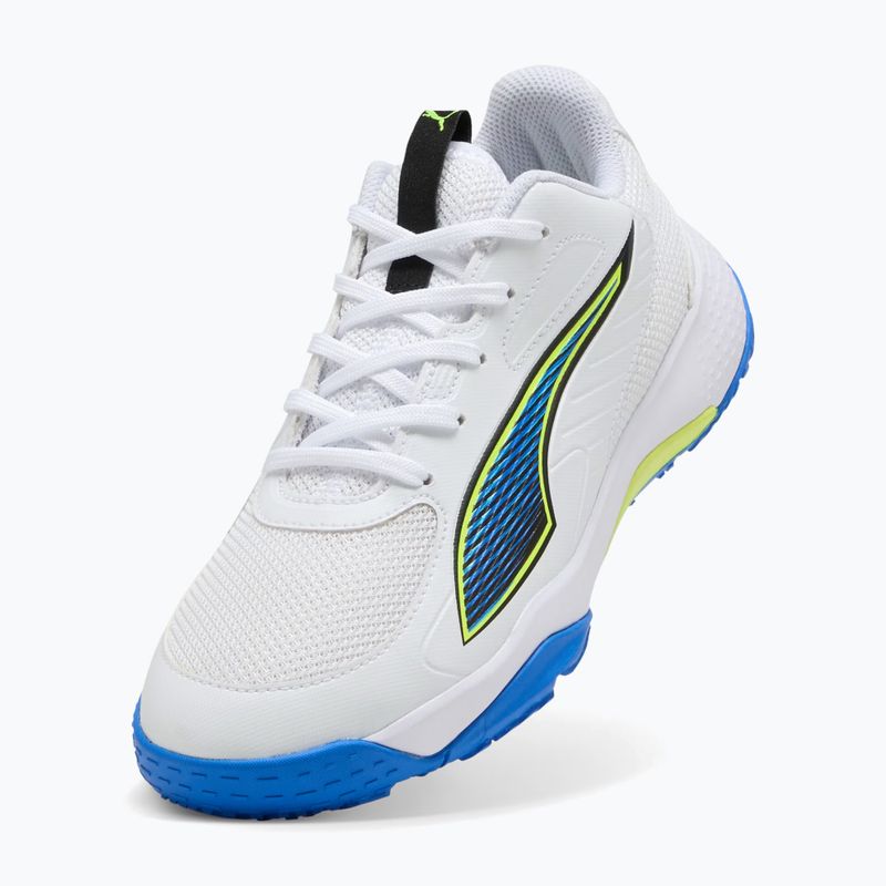 Детски обувки за хандбал PUMA Accelerate 4 Game On Jr puma white/glowing red/ultra blue 10