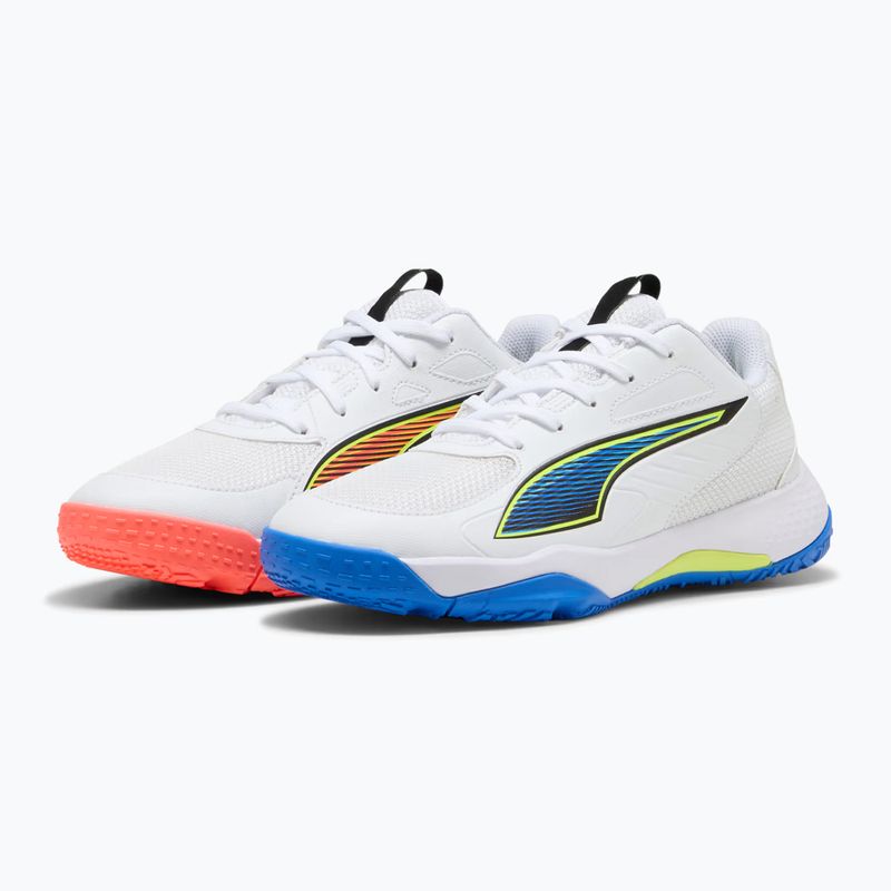 Детски обувки за хандбал PUMA Accelerate 4 Game On Jr puma white/glowing red/ultra blue 11