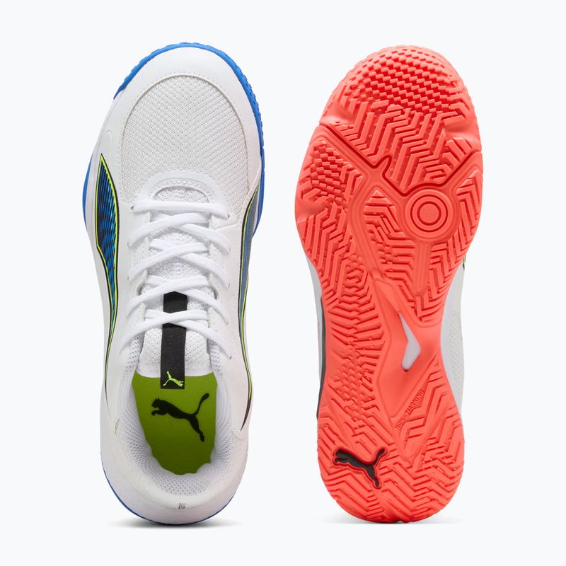 Детски обувки за хандбал PUMA Accelerate 4 Game On Jr puma white/glowing red/ultra blue 12