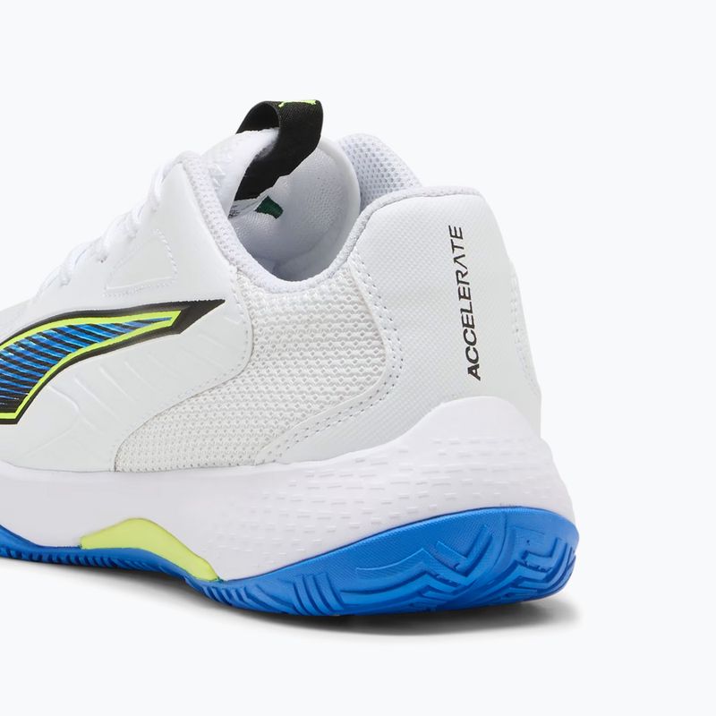 Детски обувки за хандбал PUMA Accelerate 4 Game On Jr puma white/glowing red/ultra blue 13
