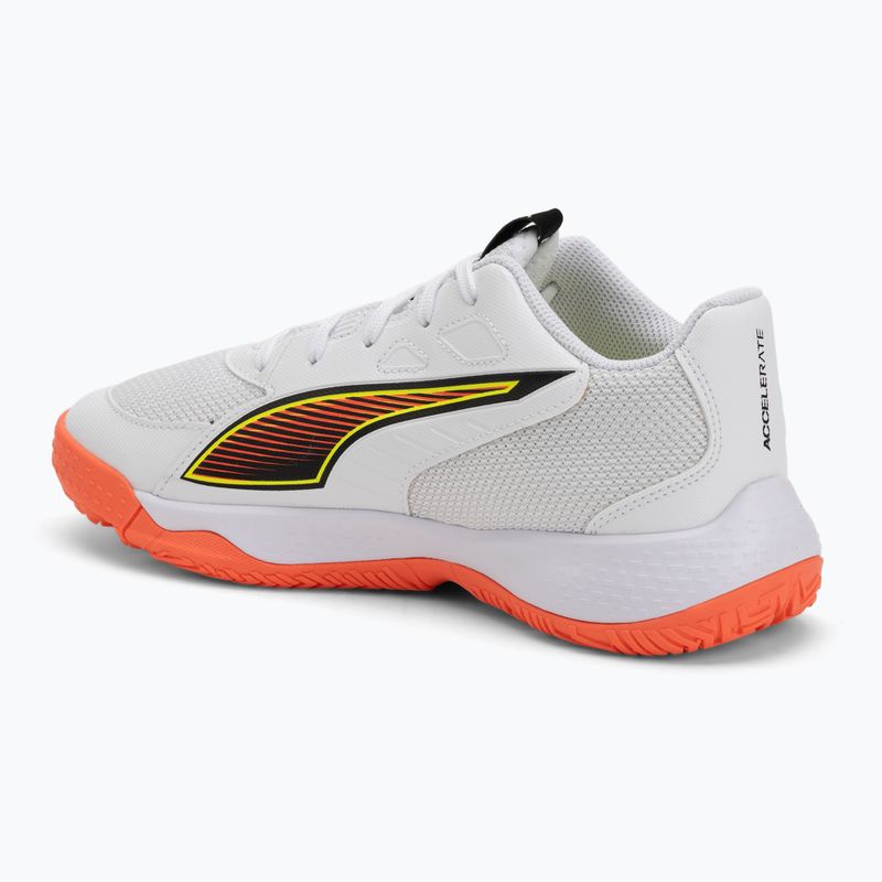 Детски обувки за хандбал PUMA Accelerate 4 Game On Jr puma white/glowing red/ultra blue 3