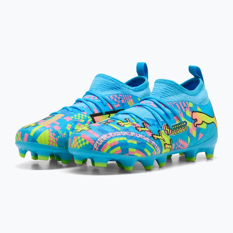 Детски футболни обувки PUMA Future 9 Match Advanced Level FG/AG Jr puma white/blue glimmer/pink glimmer/yellow alert 3