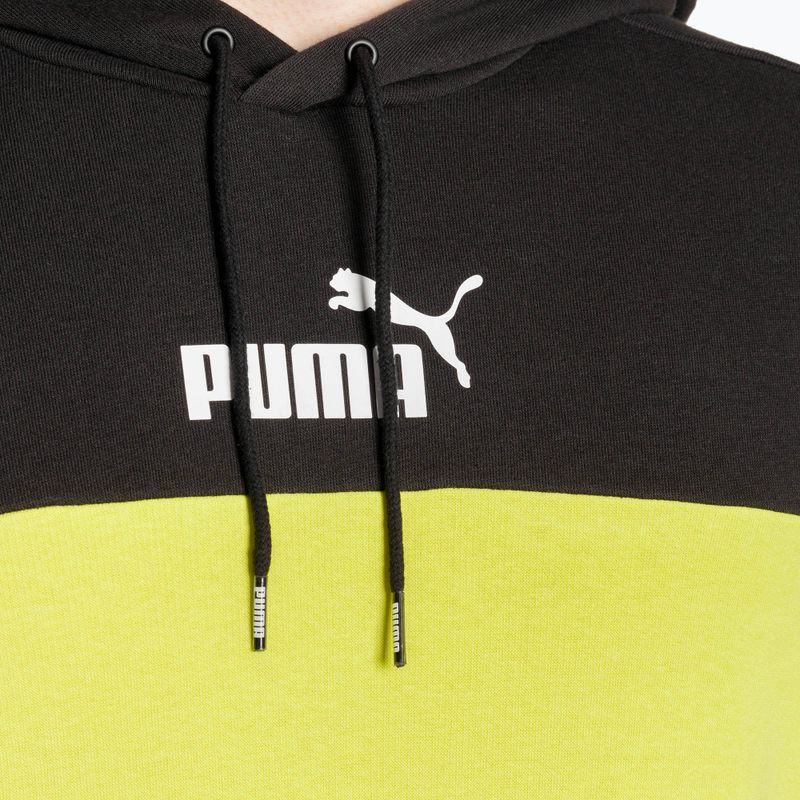 Мъжки суитшърт PUMA ESS+ Block Hoodie TR puma black/lime sheen 3