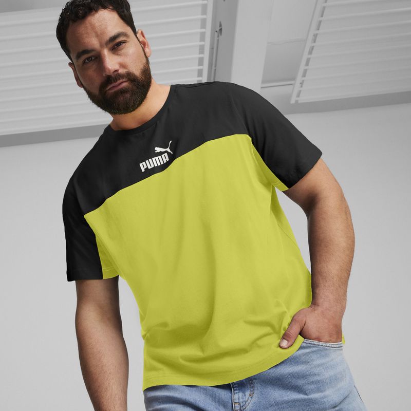 Мъжки тениски PUMA ESS+ Block Tee puma black/lime sheen 4