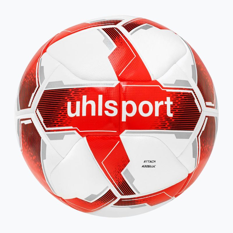 Футболна топка uhlsport Attack Addglue white/red/silver размер 5 4