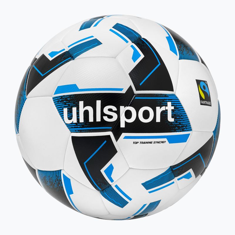 Футболна топка uhlsport Top Training Synergy Fairtrade white/black/blue размер 3 4