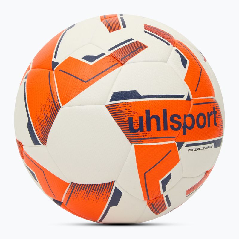Футболна топка uhlsport 290 Ultra Lite Addglue white/fluo orange/navy размер 3 2